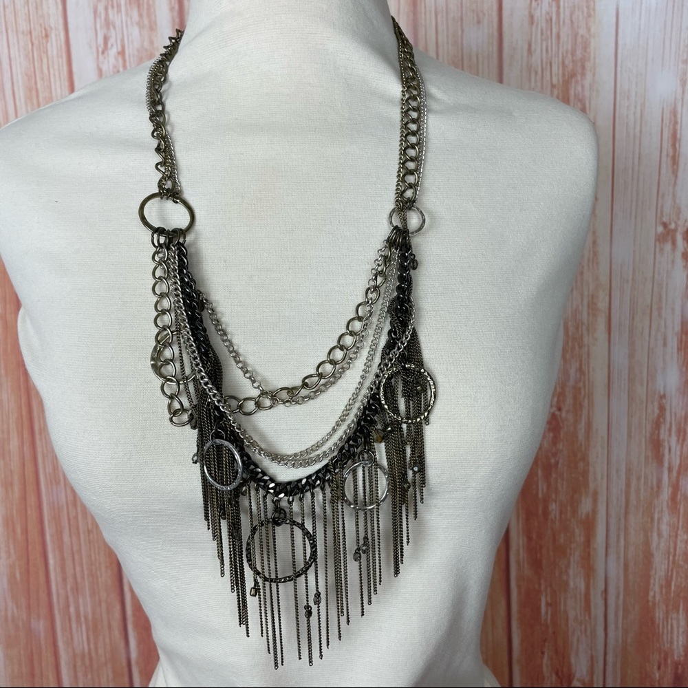 Multi-Layer Multi-Length Gold Silver And Black Ne… - image 1